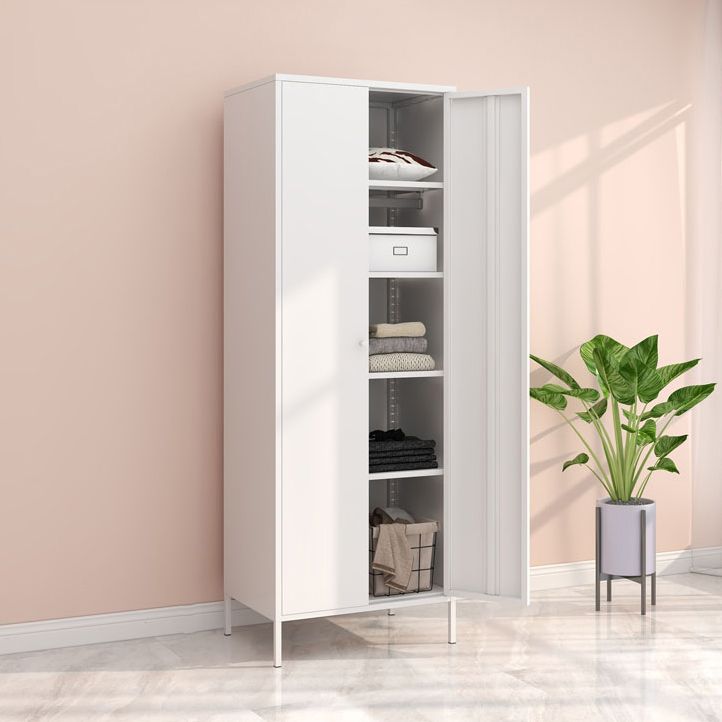 Contemporary Wardrobe Cabinet with Adjustable Shelves Steel Wardrobe Armoire