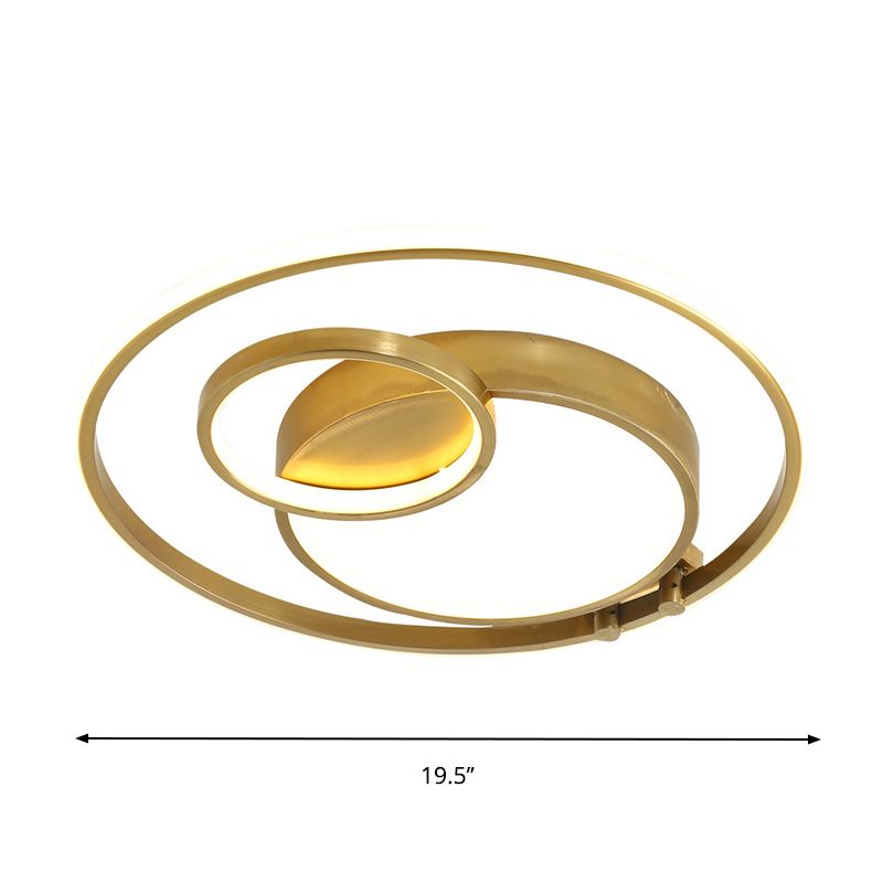 Gold Rounded Flush Mount Lamp Minimalism LED Metallic Flush Ceiling Light for Bedroom