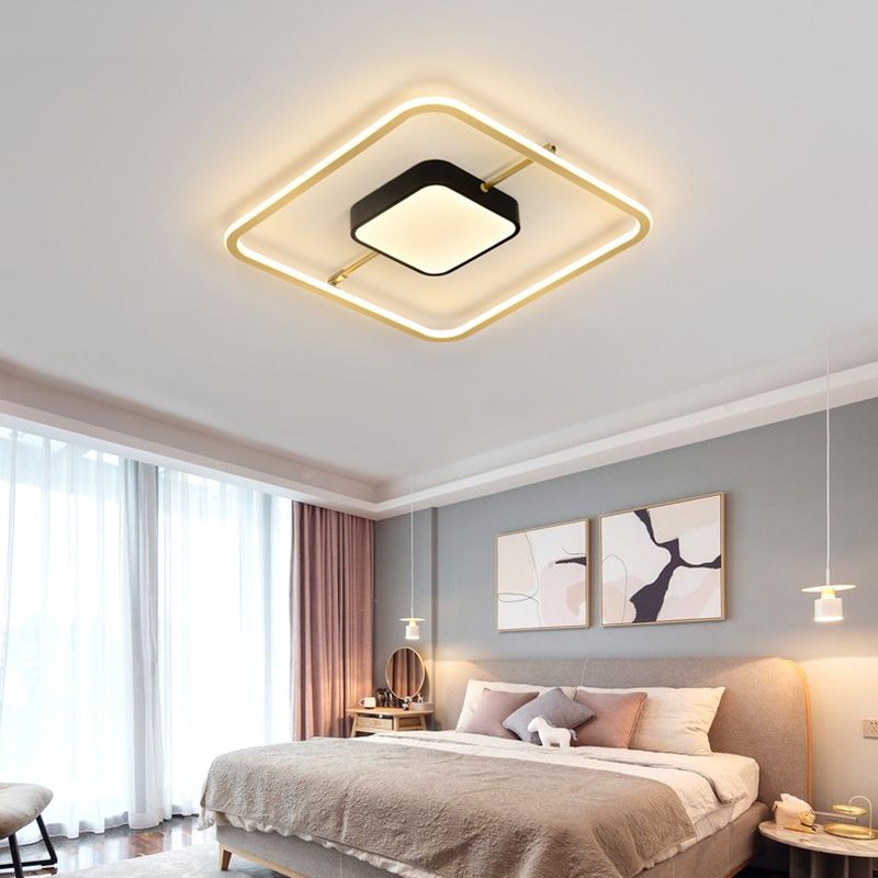 Nordic Square Aluminum Flush Mount Light Bedroom LED Ceiling Flush Mount Light Fixture
