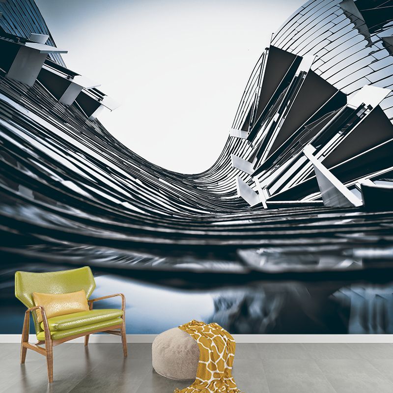 Buildings Pattern Mildew Wall Mural Horizontalt for Living Room
