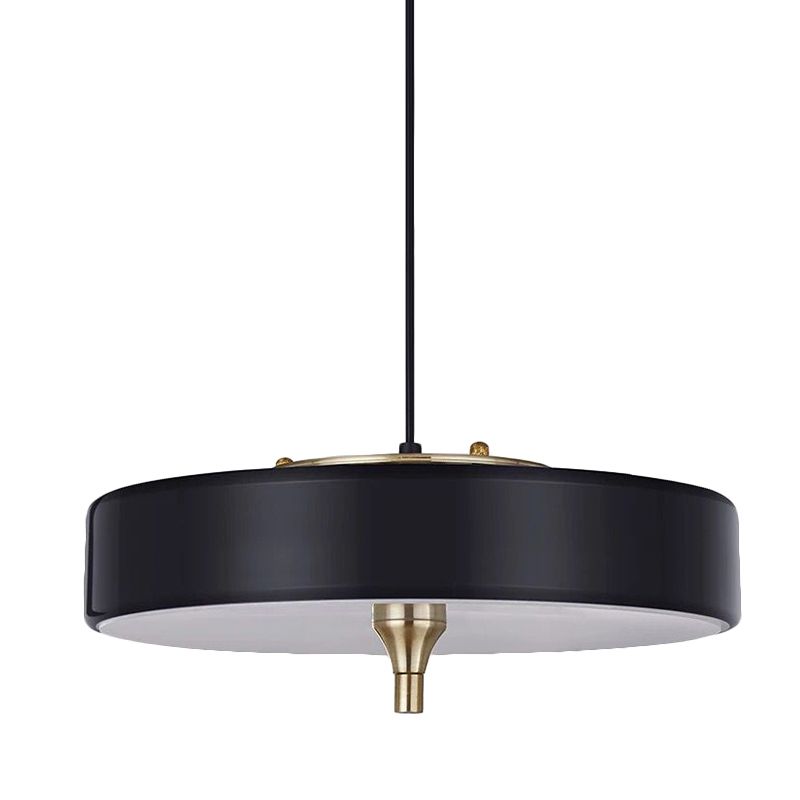 Moderno lampadario a tamburo blu chiaro/bianco/nero in metallo 3 luci sala da pranzo lampada appesa