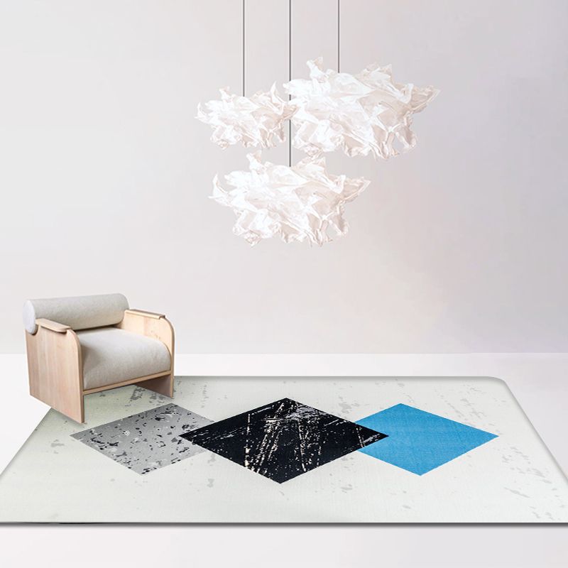 Modern Geometric Pattern Rug Grey Polyester Rug Non-Slip Pet Friendly Washable Are Rug for Living Room