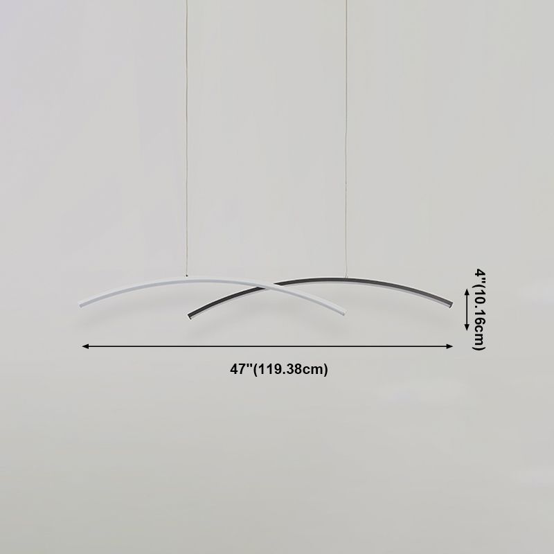 Nordic Modern Chandelier Lamp Linear Black and White Island Pendant for Dining Room