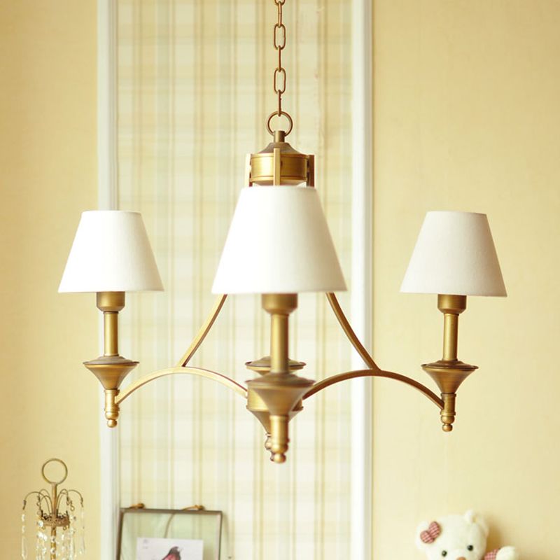 Lampada del lampadario in tessuto cono Luce tradizionale a 3 camere da letto Accensione a sospensione in verde/beige/grigio e blu