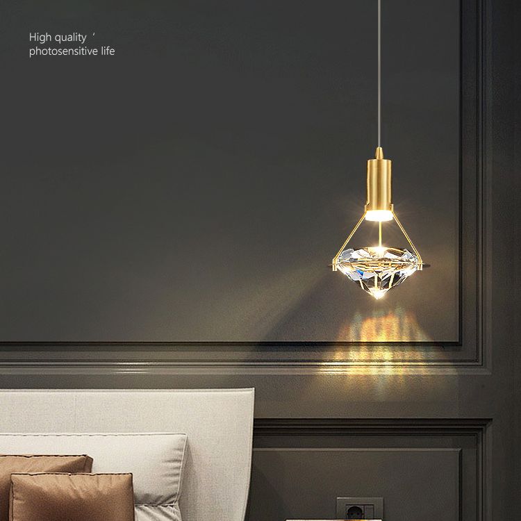 Gold Contemporary Hanging Light Kit Crystal Ceiling Light for Dining Room