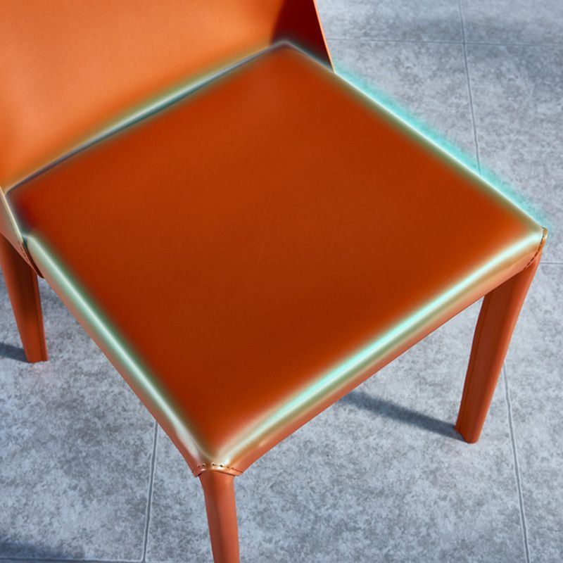 Contemporary Metal Dining Chair Faux Leather Armless Dining Room Chair for Home Use