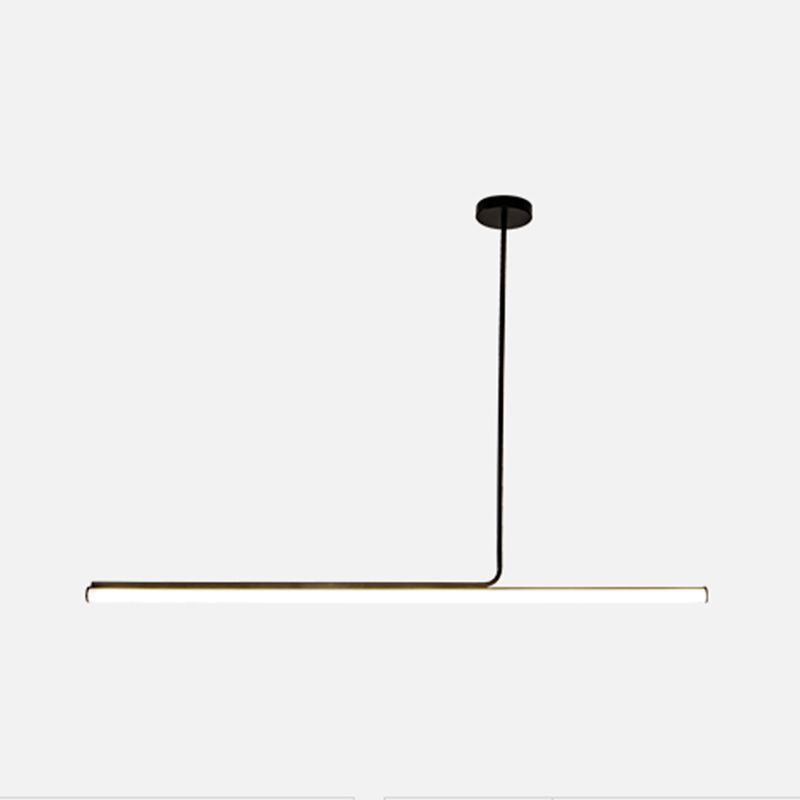 Modern Aluminum Pendant Lighting Linear Shape Hanging Light Fixtures in Black and White
