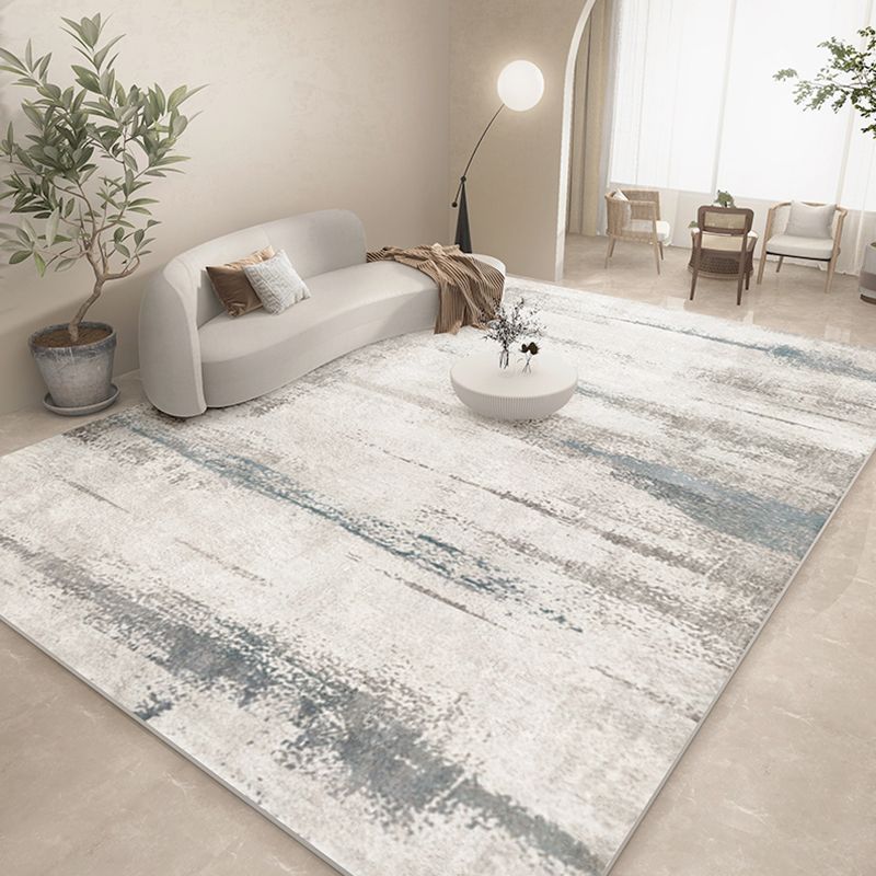 Blue Modern Rug Abstract Print Polyester Area Rug Stain Resistant Area Carpet for Home Decor