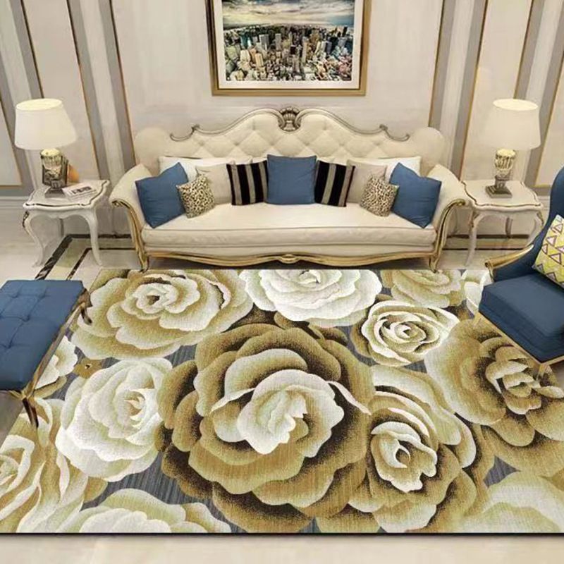 Modern bloemen Patroon Tapijten Polyester binnen Tapijt niet-slip achterste ruggebied Tapijt voor woonkamer
