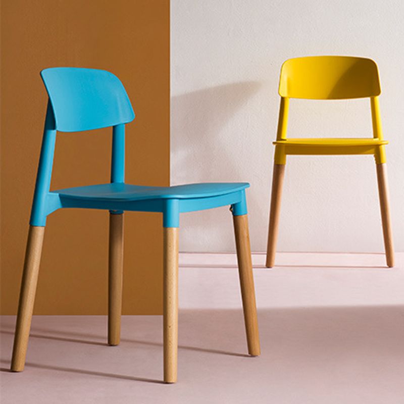 Solid Wood Legs Side Chair Indoor Armless Open Back Dining Chair