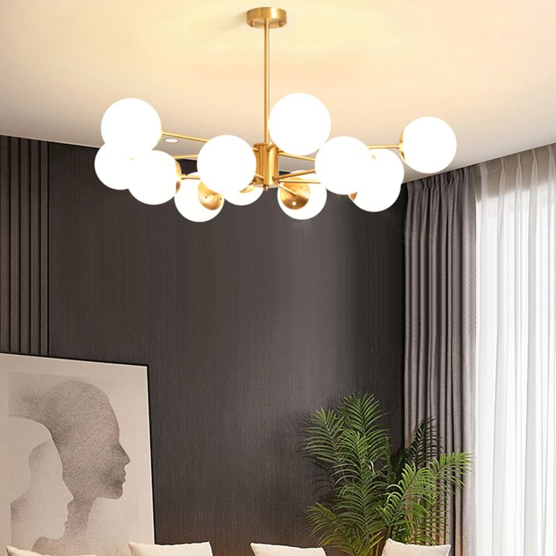Modern Chandelier Light Fixtures Multi-Head Living Room Hanging Pendant Lamps with Glass Shade