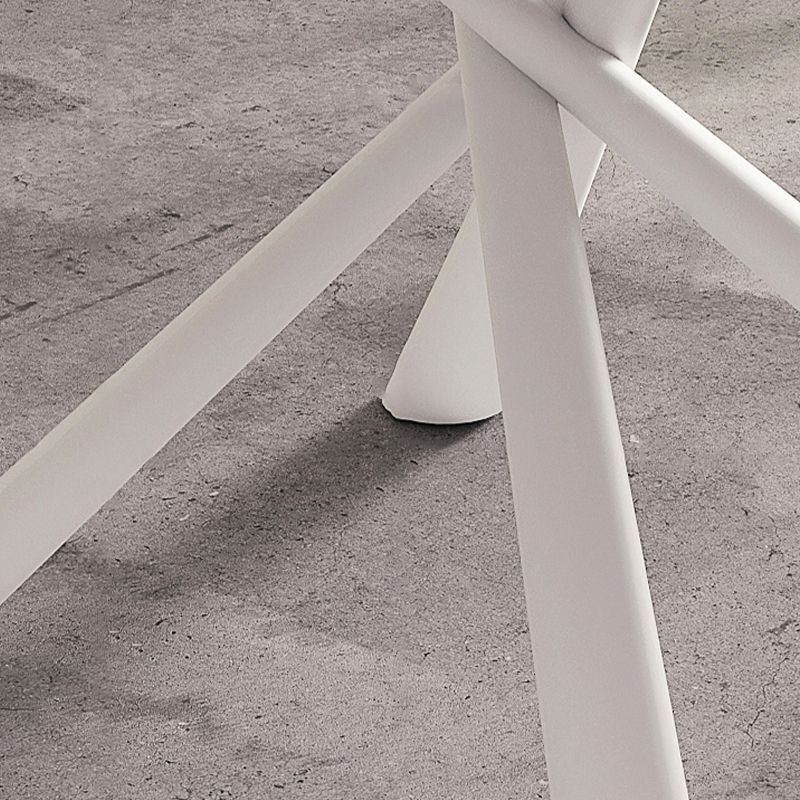 Living Room Round Stone Top Dining Table Contemporary White Base Dining Table