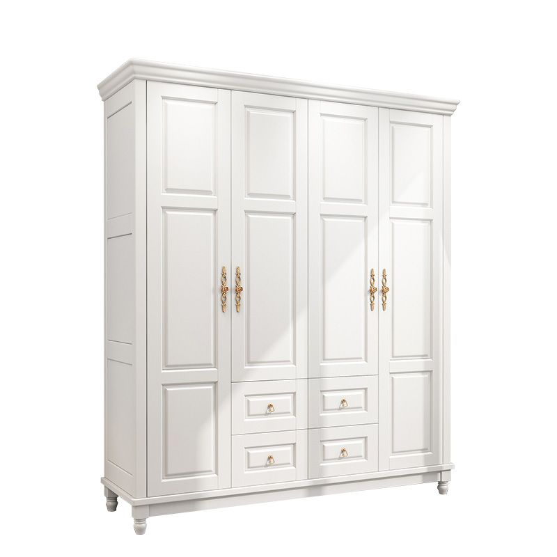 Rubberwood Cabinet with Drawers French Country Wardrobe for Home