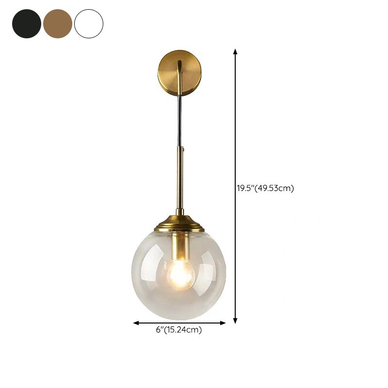 Single Golden Modernism Shaded Glass Wall Mounted Sconce for Bedroom