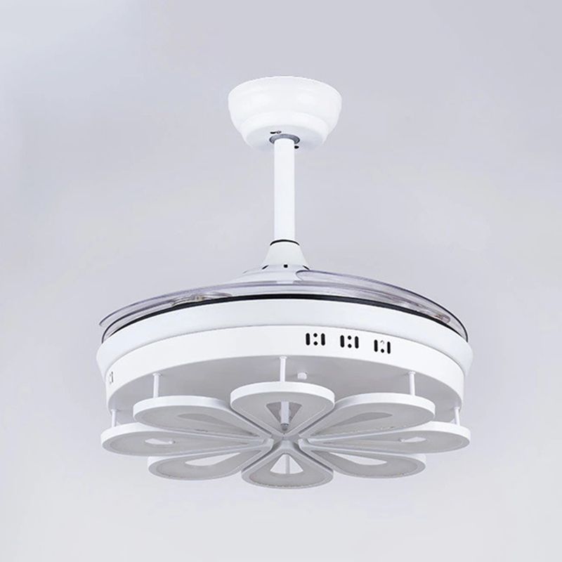 42 "Breedte moderne ring plafondventilator lamp led acryl semi spoellamp in wit met 4 heldere messen voor woonkamer