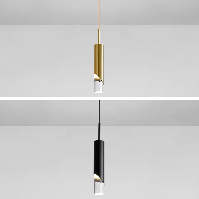 Modern Luxury Cylindrical Pendant Light Aluminium Indoor Hanging Light with Clear Acrylic Shade