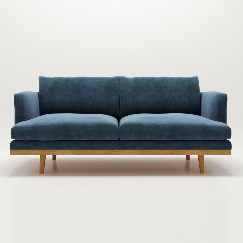 Noord-Europese houten 2/3-zits sofa houten benen vierkante armbank