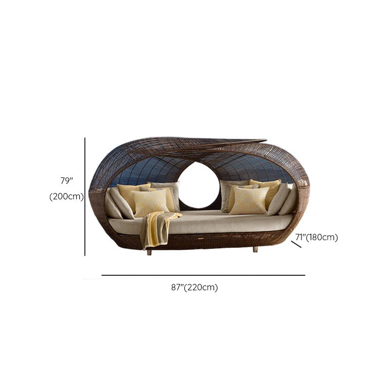 86.6" Wide Round Patio Sofa Tropical Bird's Nest Shaped Outdoor Patio Sofa