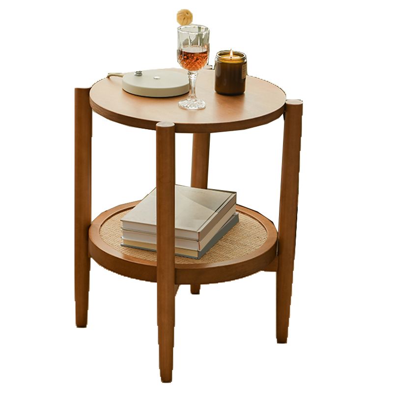 Scandinavian 4 Legs Coffee Table Round Wooden Coffee Table for Bedroom