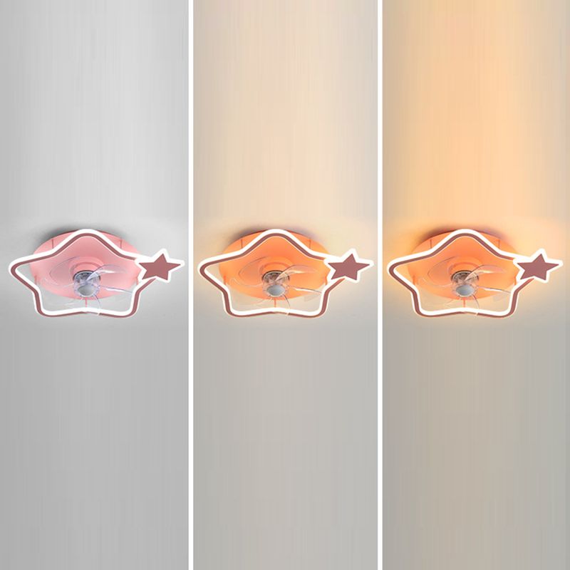 5-Blade Children LED Ceiling Fan Metallic Pink Fan with Light for Home