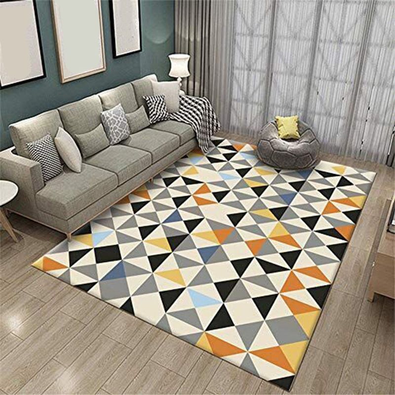 Casual Geometric Rug Pink Polyester Area Carpet Washable Indoor Rug for Home Decoration