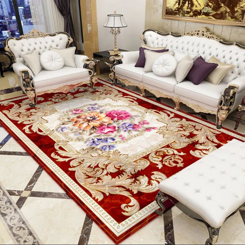 Classic European Style Rug Marble Print Indoor Carpet Polyester Washable Carpet for Home Decoration