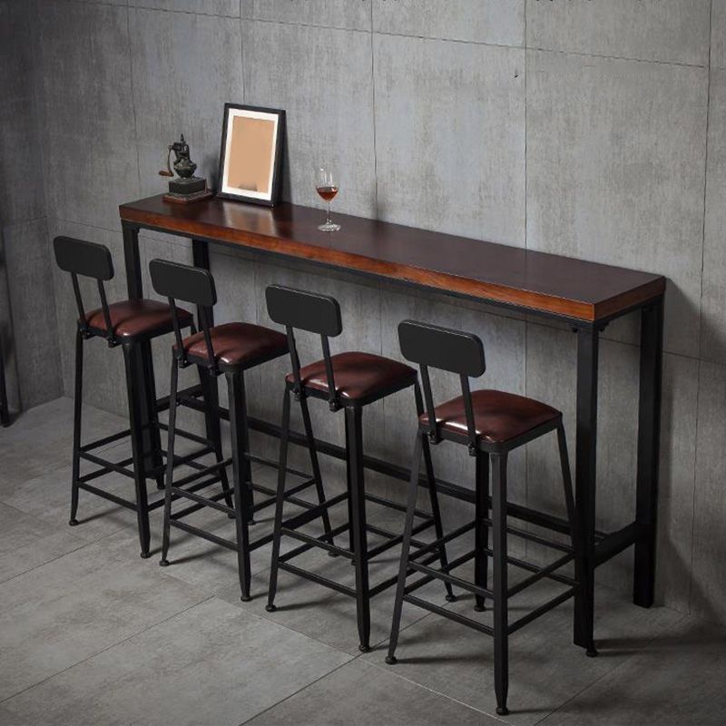 Industrial Bar Height Table Solid Wood Top Bistro Bar Table for Patio Use