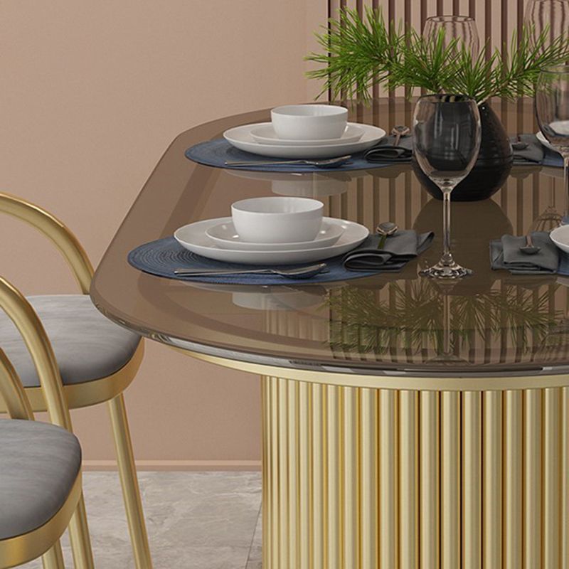 Traditional Luxury Dining Table Oval Home Table with Gold Base
