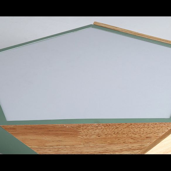 Pentagonal Flush Mount Plafond Lamp Macaron Metaal en hout slaapkamer LED Flush Light