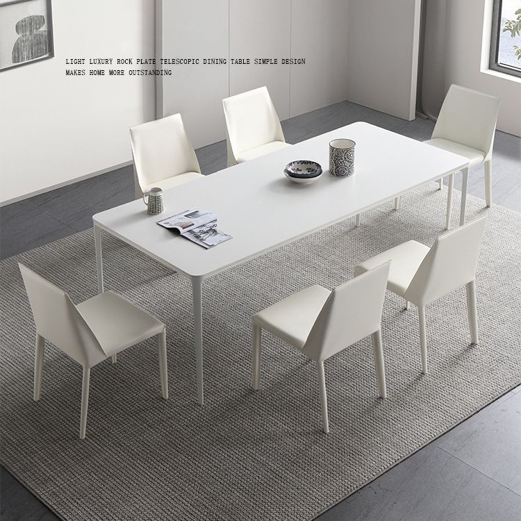 Modern White Sintered Stone Dining Set Standard Rectangle Dining Table Set with 4 Legs Base