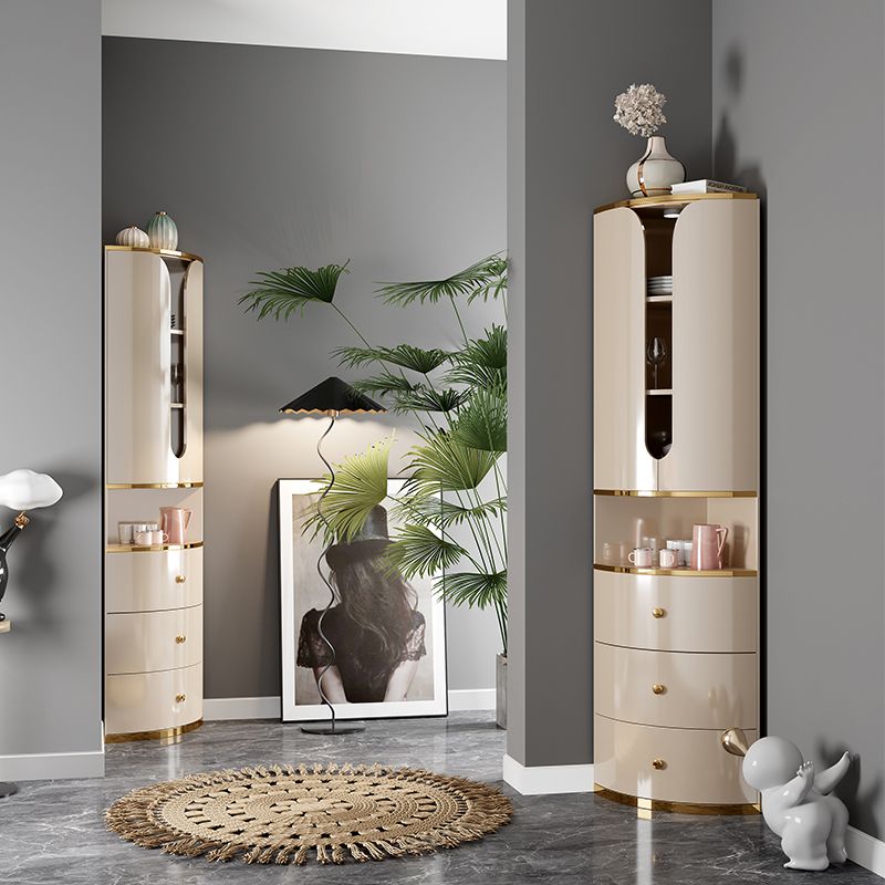 Scandinavian Bombe Accent Cabinet Solid Wood Side Cabinet in White