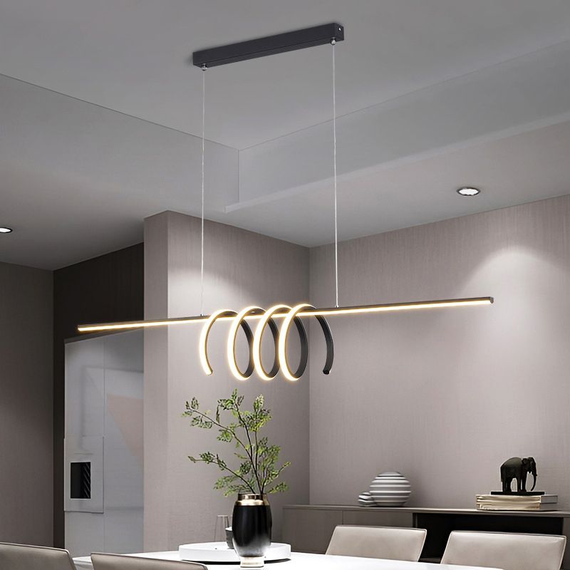 Modern LED Kitchen Island Lighting Black Ceiling Light for Room Foyer