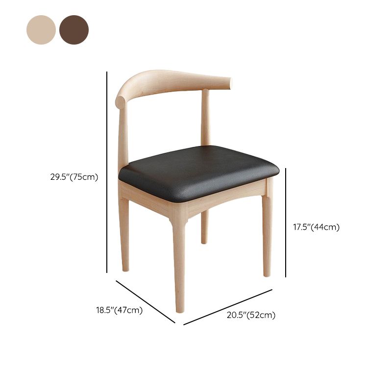 Modern Armless Backrest Chair with Rubber Wood Legs for Dining Room
