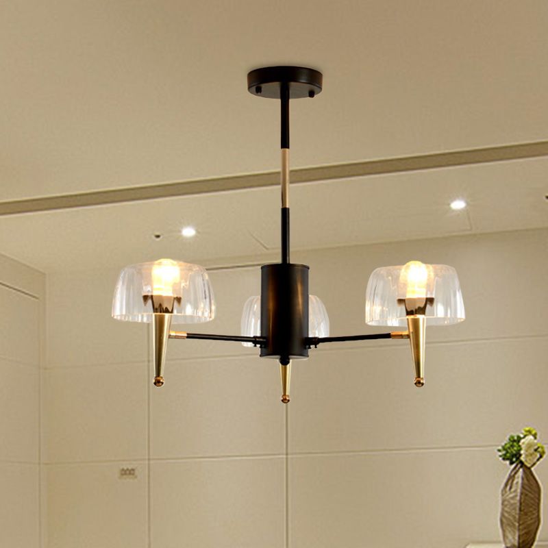 Sputnik Clear Glass Suspension Pendellicht Leicht Einfacher Stil 3/5/6 Lichter Wohnzimmer Kronleuchter Licht in Gold