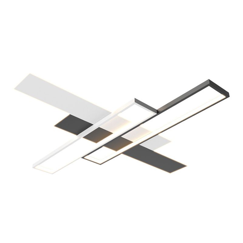 Contemporary Geometric Flush Light Fixture Metal Flushmount Lighting in Black and White