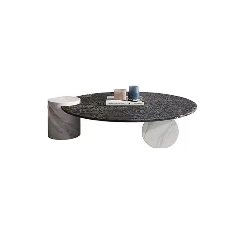 Tropical Round Cocktail Table Glass Pedestal Single Coffee Table