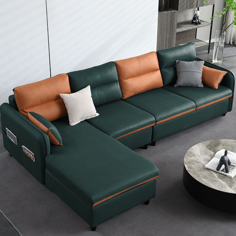 Braccio quadrato in pelle finta 102,36 "d x 62,99" w sezionali H 29.53 "con archiviazione