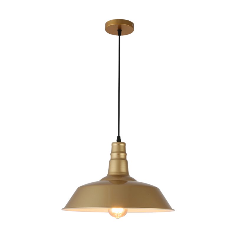1-Light Suspension Light Fixture Industrial Restaurant Pendant Lamp with Geometric Metal Shade in Gold