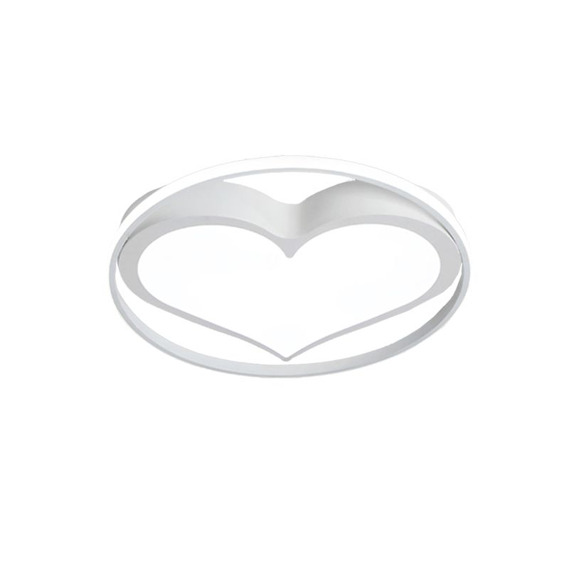 Modern Circular Ceiling Lamp with Loving Heart Acrylic Metal Flush Ceiling Light for Living Room