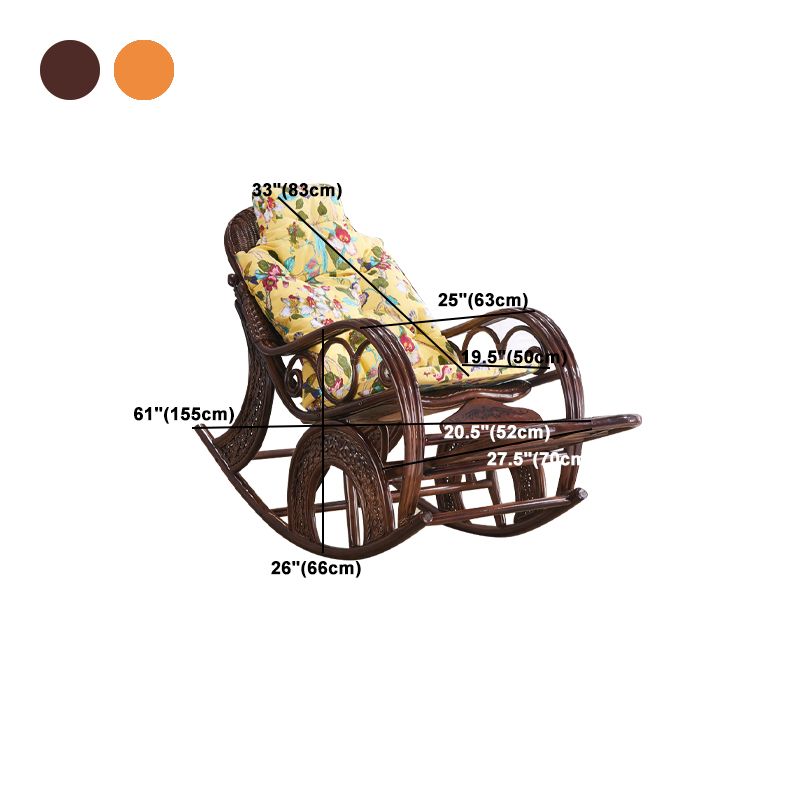 Spindle Wicker Rocking Chair Traditional Rocker Chair 24.8" x 45.3" x 41.3"