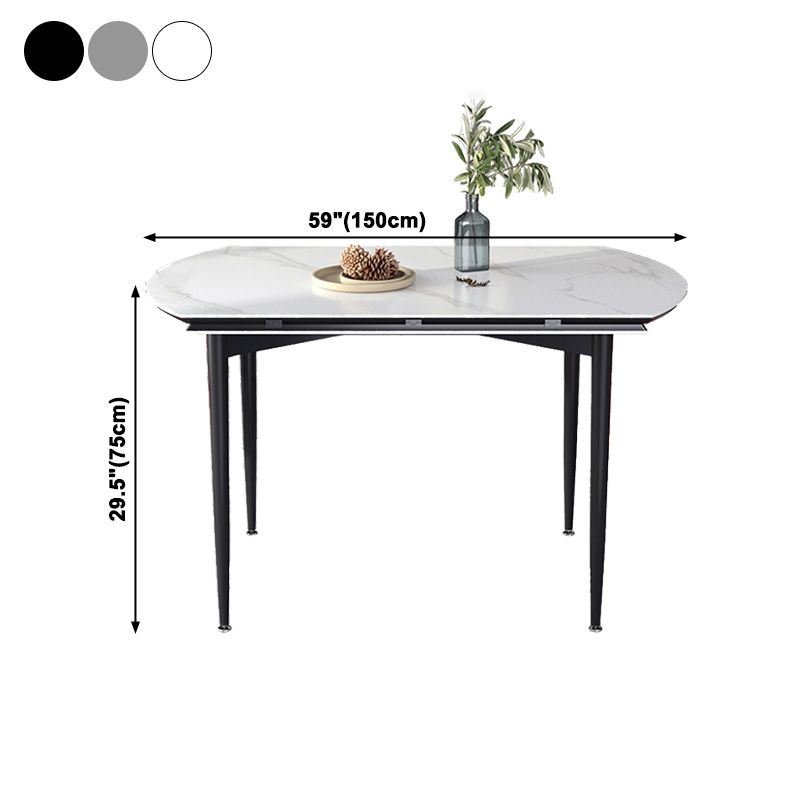 Mesa de comedor redonda Simplicity de piedra sinterizada con 4 patas negras para comedor