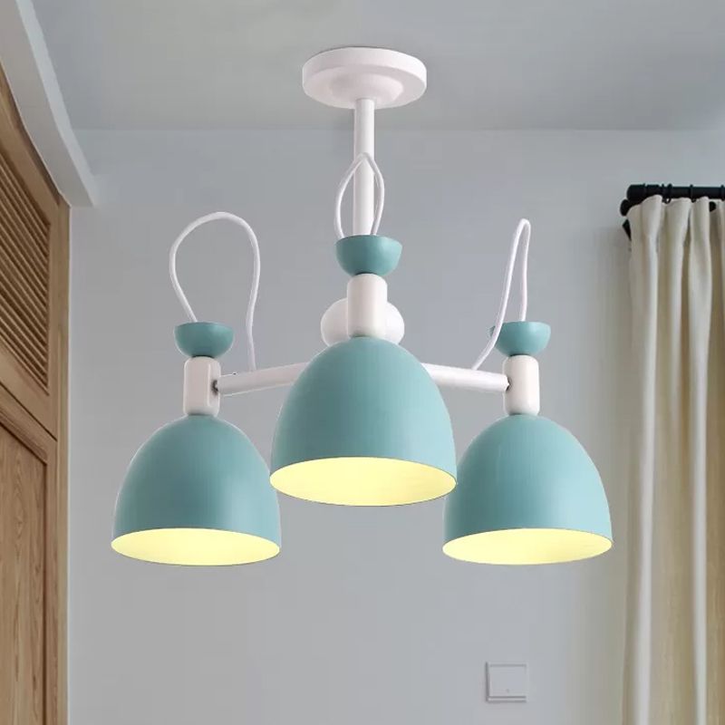 Omgekeerde beker dinette kroonluchter ijzer 3/6 kops macaron plafond suspensielamp in blauw en wit