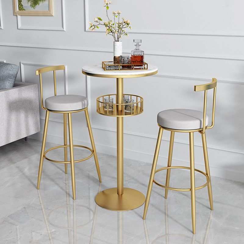 Contemporary Marble Pedestal Pub Bar Table Balcony Event and Cocktail Table with Storage