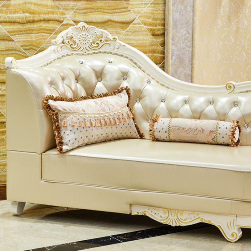 Contemporary Genuine Leather Sectional Tufted Back Sloped Arm Sectional