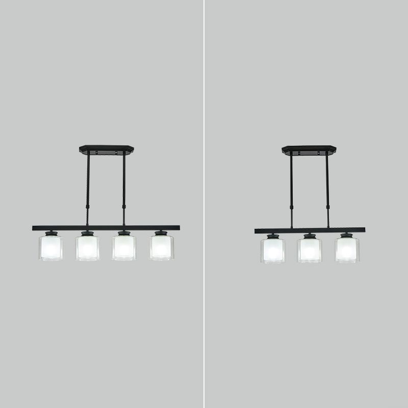 4 Light Cylinder Pendant Lighting Contemporary Kitchen Pendant Lights Metal Island Lighting in Black