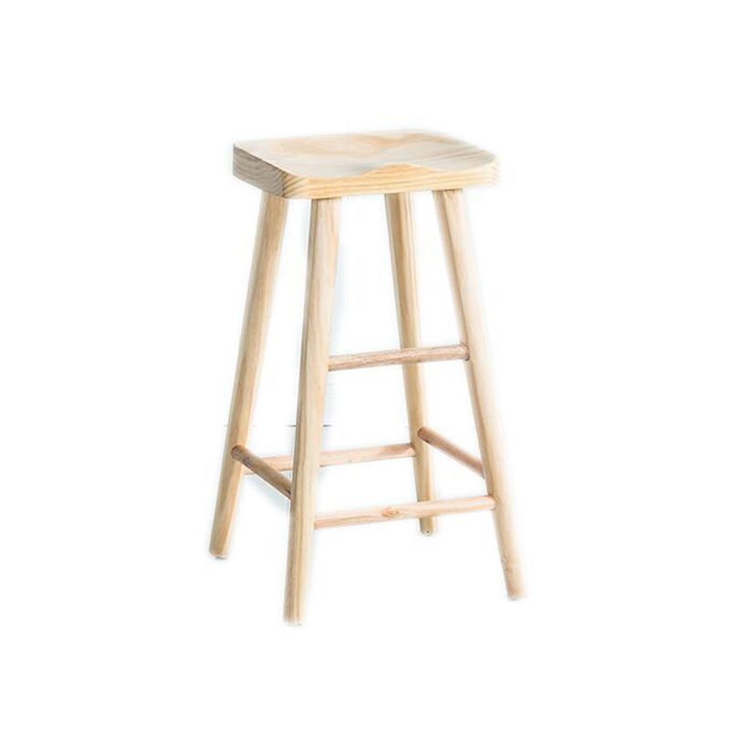 Contemporary Solid Wood Bar Stool Backless Bar Stool with Contoured Seat