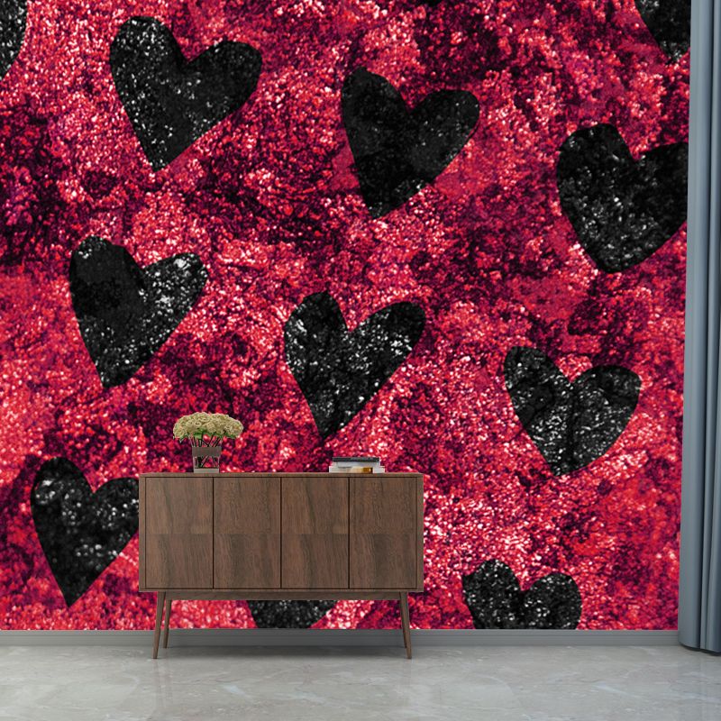 Moderne liefdevolle hartprint muurschildering zachte kleuren folie wanddecoratie voor meisjesslaapkamer