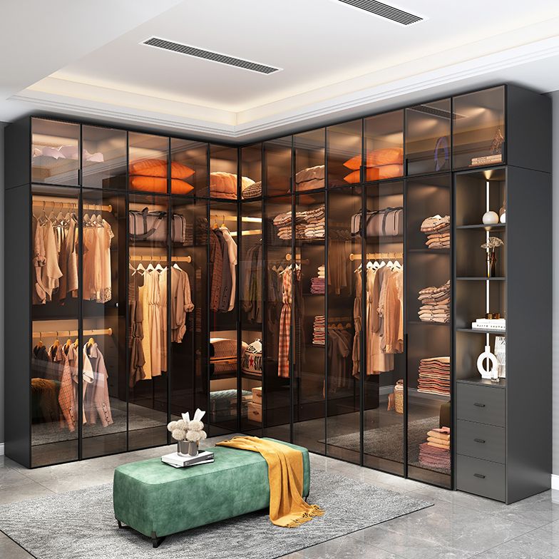 Modern Style Glass Wardrobe Bedroom Wardrobe Closet with Soft Close Door