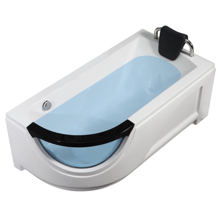 Free Form Corner Bathtub Acrylic Soaking White Modern Back to Wall Bathtub