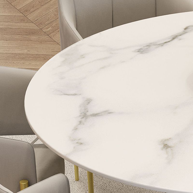 Glam Round Stone Dining Table 1/7 Pieces Dining Set for Dining Room